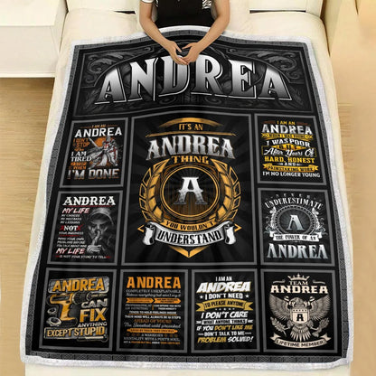 ANDREA Personalized Blanket | Custom Name Cozy Throw Gift 13K1-BK2