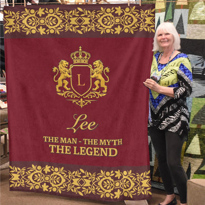 The Man The Myth The Legend Royal Red And Yellow Fleece Blanket LEE 13K1 BK05
