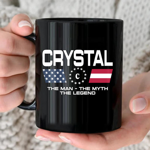 The Man The Myth The Legend Us Flag Mug CRYSTAL 13K1 MG23