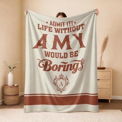 Life Without Your Name Would Be Boring Cream Terracotta Blanket AMY 13K1 BK24