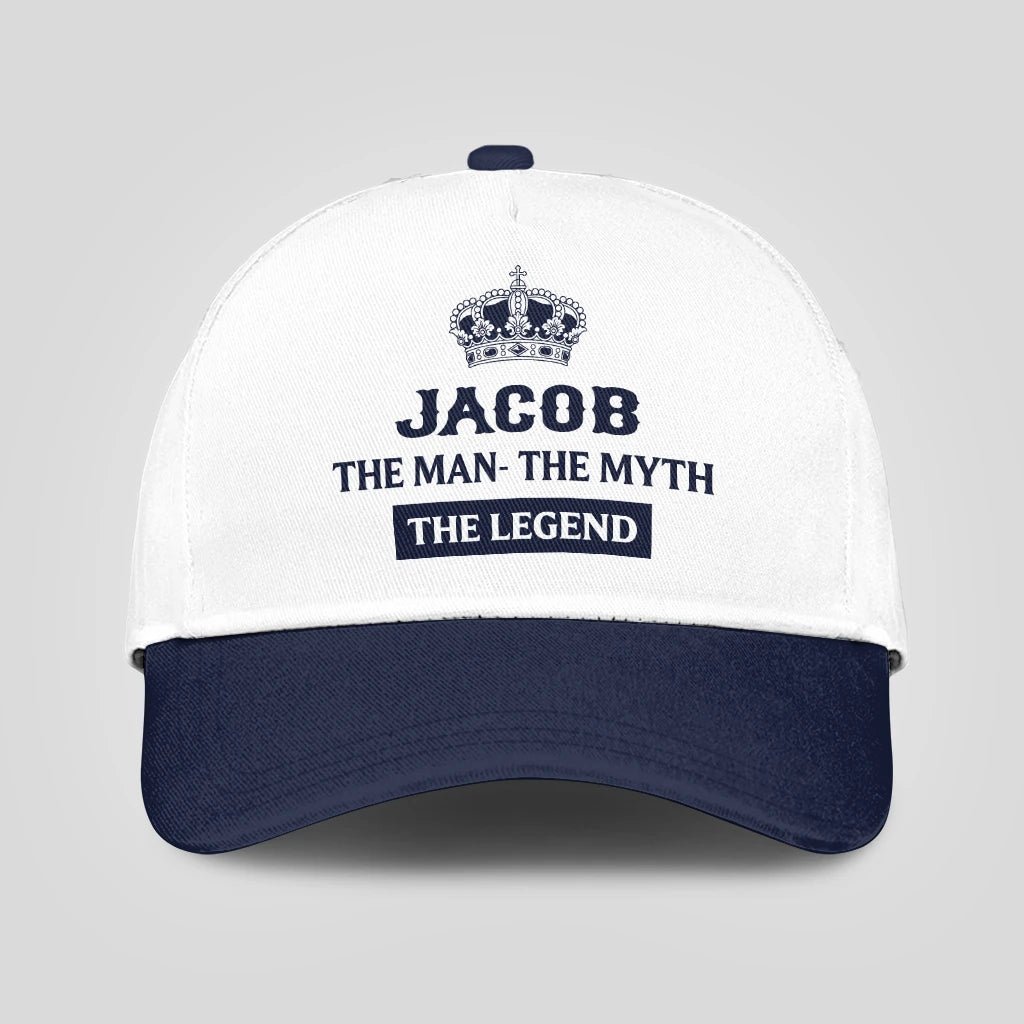 The Man The Myth The Legend King Crown Blue And White Cap JACOB 13K1 C147PF