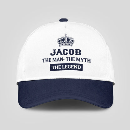 The Man The Myth The Legend King Crown Blue And White Cap JACOB 13K1 C147PF