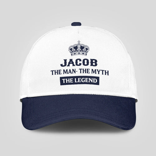 The Man The Myth The Legend King Crown Blue And White Cap JACOB 13K1 C147PF