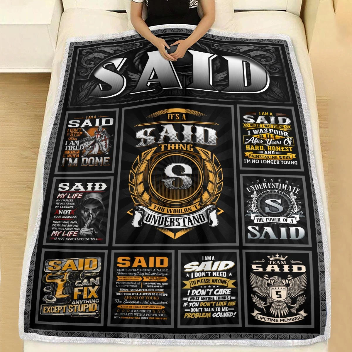 SAID Personalized Blanket | Custom Name Cozy Throw Gift 13K4-BK2