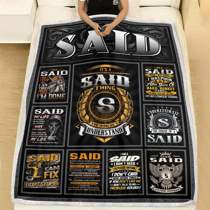 SAID Personalized Blanket | Custom Name Cozy Throw Gift 13K4-BK2