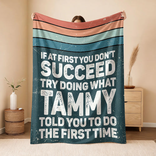 If At First You Don’t Succeed Retro Green Fleece Blanket TAMMY 13K1 BK29