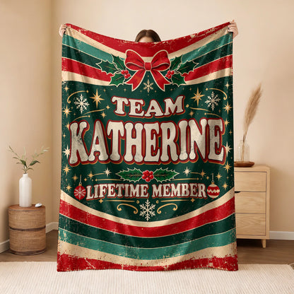 Team Your Name Lifetime Member Christmas Fleece Blanket KATHERINE 13K1 BK52
