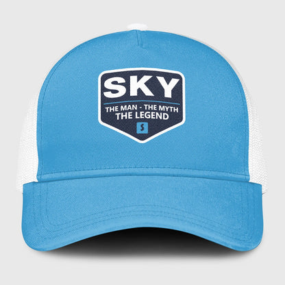 The Man The Myth The Legend Light Blue Mesh Cap SKY 13K1 C190PF