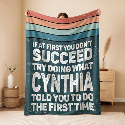 If At First You Don’t Succeed Retro Green Fleece Blanket CYNTHIA 13K1 BK29