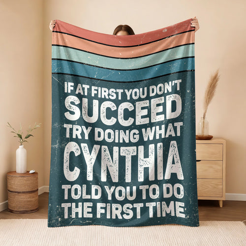 If At First You Don’t Succeed Retro Green Fleece Blanket CYNTHIA 13K1 BK29