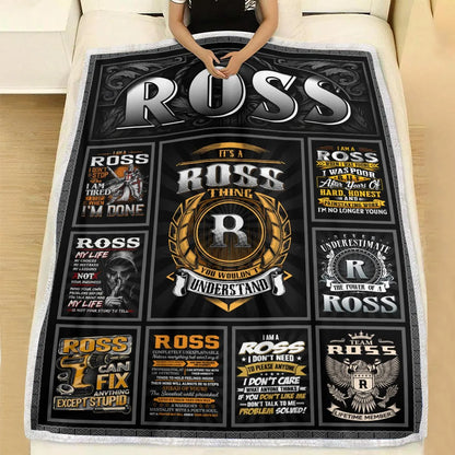 ROSS Personalized Blanket | Custom Name Cozy Throw Gift 13K1-BK2