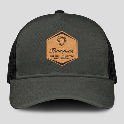 The Man The Myth The Legend Vintage Logo Gray And Black Cap THOMPSON 13K1 C211PF