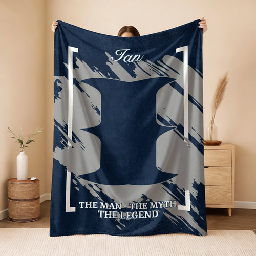 The Man The Myth The Legend Navy Baseball Fleece Blanket IAN 13K1 BK17