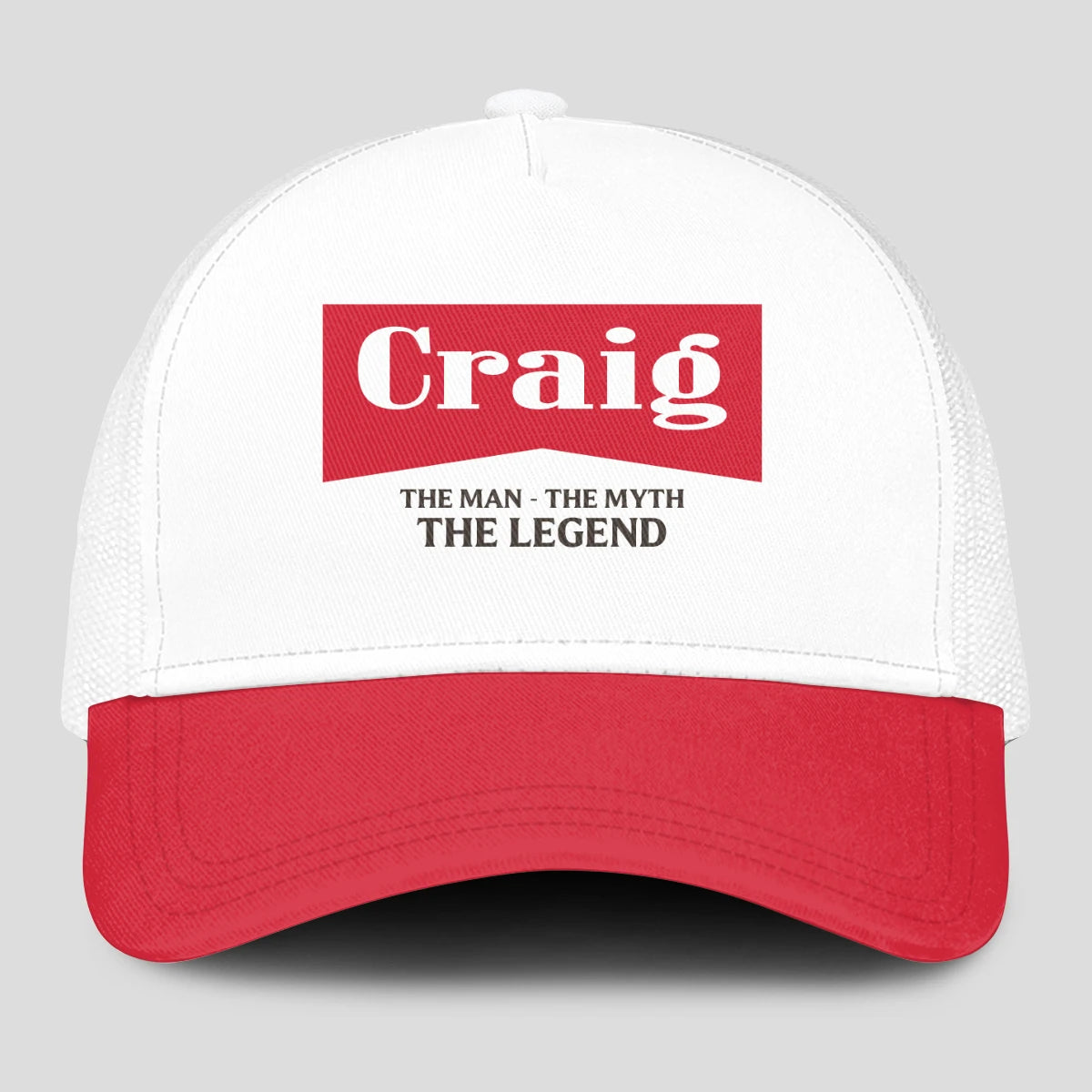 The Man The Myth The Legend Red And White Mesh Cap CRAIG 13K1 C197PF