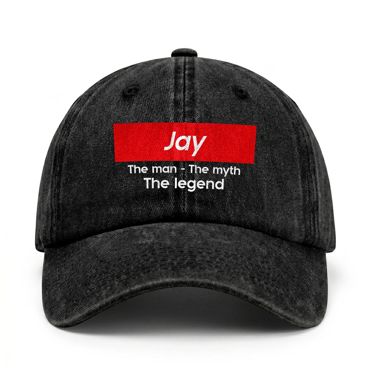 Your Name The Man The Myth The Legend Red Logo Washed Cap JAY 13K1 C130PF