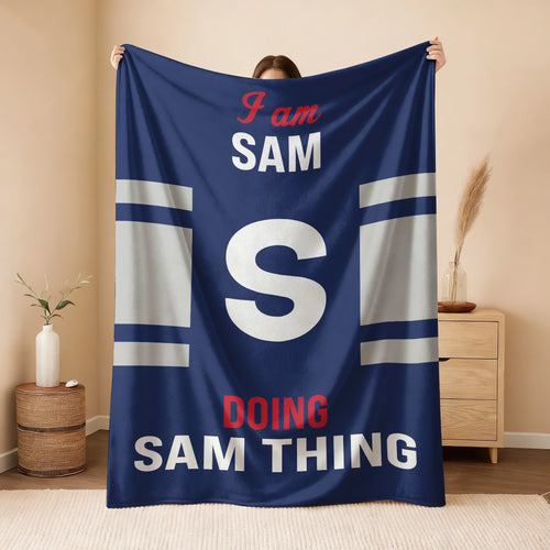 I'm Name Doing Name Things Navy Fleece Blanket SAM 13K1 BK51
