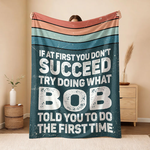 If At First You Don’t Succeed Retro Green Fleece Blanket BOB 13K1 BK29