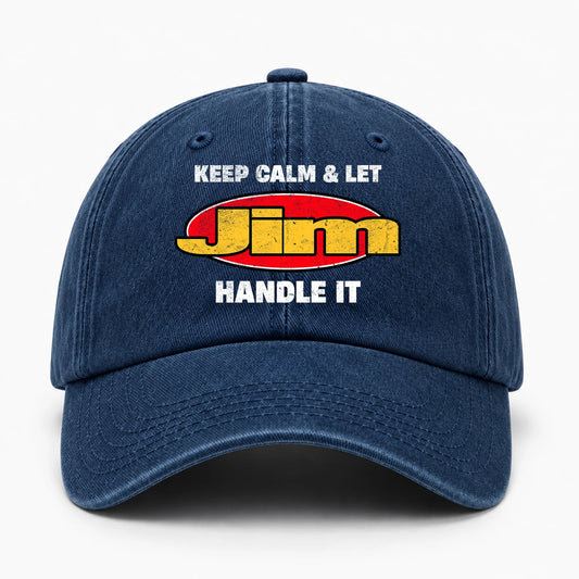 Keep Calm & Let Your Name Handle It Yellow And Red Logo Washed Cap JIM 13K1 C172PF