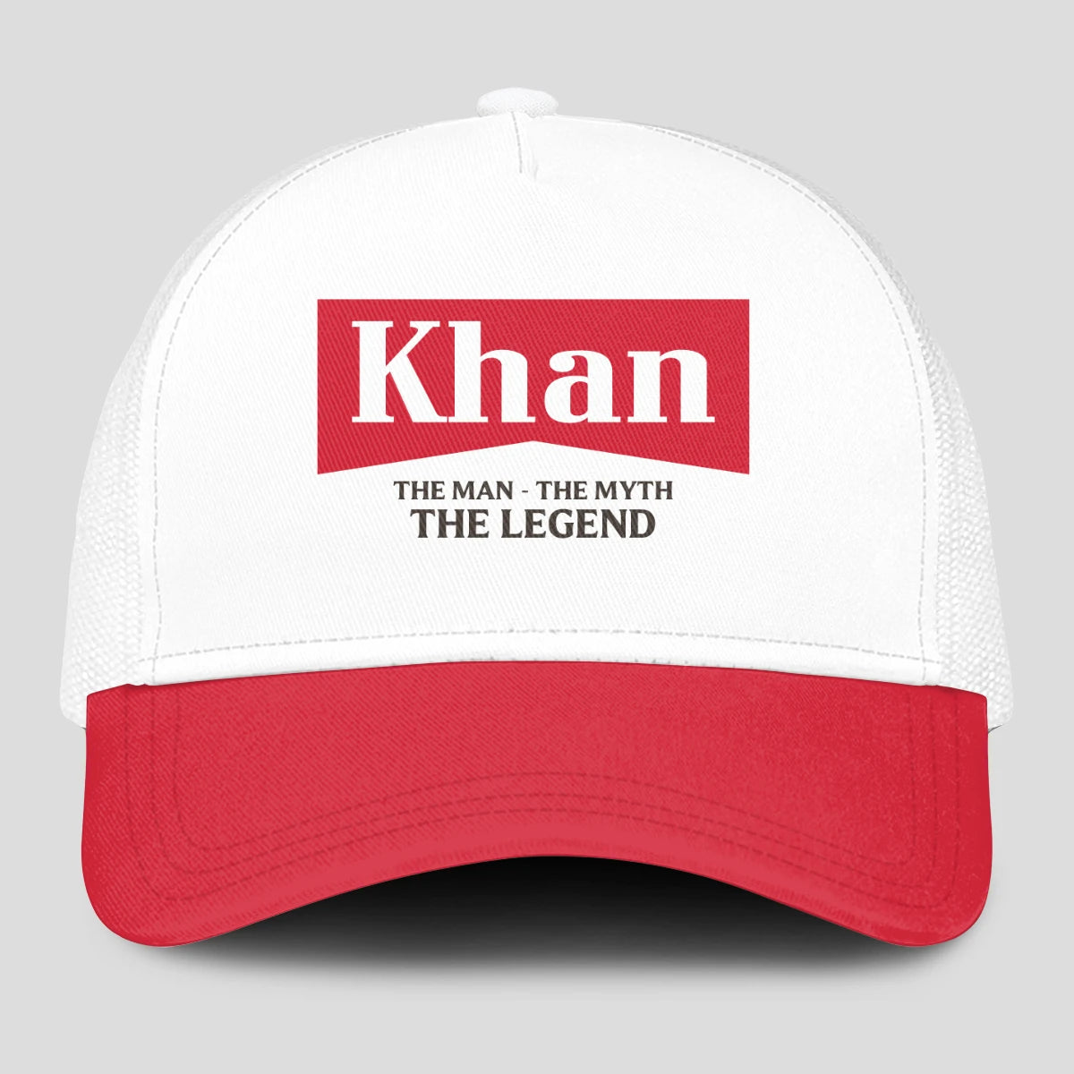 The Man The Myth The Legend Red And White Mesh Cap KHAN 13K1 C197PF