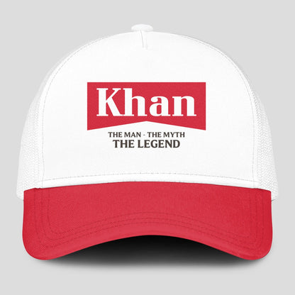 The Man The Myth The Legend Red And White Mesh Cap KHAN 13K1 C197PF