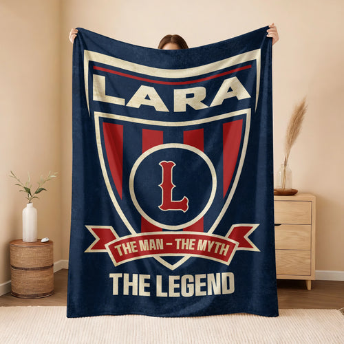 The Man The Myth The Legend Blue Burgundy Baseball Blanket LARA 13K1 BK18