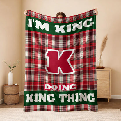 I'm Name Doing Name Things Red Plaid Fleece Blanket KING 13K1 BK49