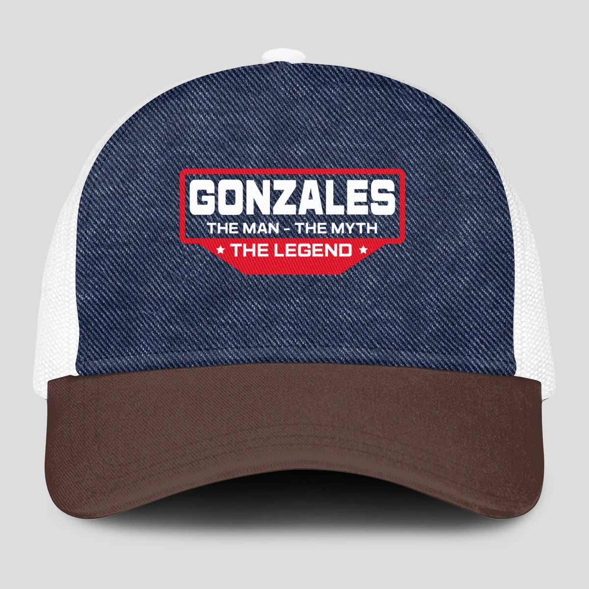 The Man The Myth The Legend Navy Brown And White Mesh Cap GONZALES 13K1 C200PF
