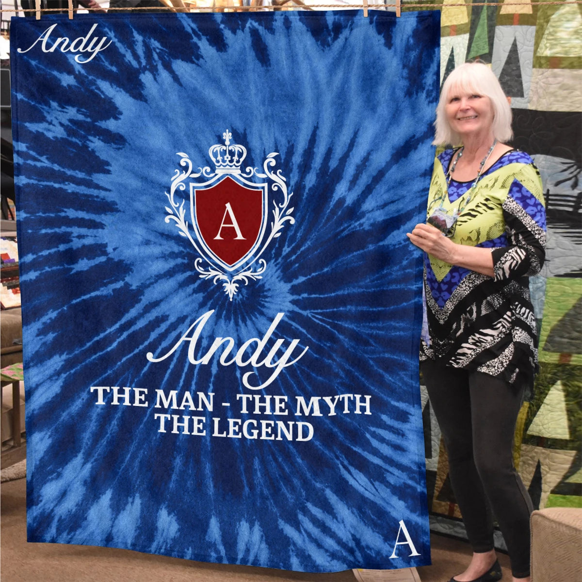 The Man The Myth The Legend Blue Waves Fleece Blanket ANDY 13K1 BK11