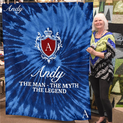 The Man The Myth The Legend Blue Waves Fleece Blanket ANDY 13K1 BK11