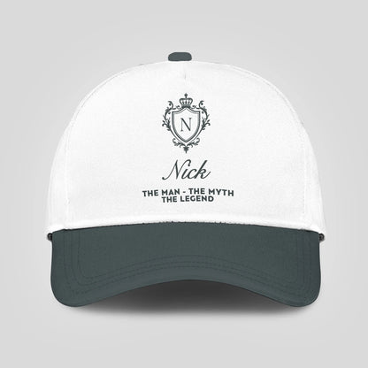 The Man The Myth The Legend Elegant Gray And White Cap NICK 13K1 C170PF