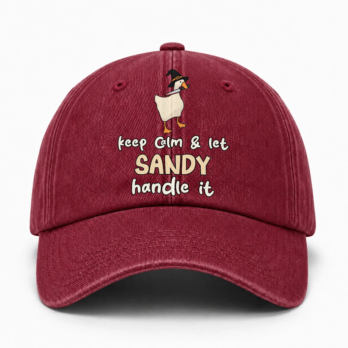 Keep Calm & Let Your Name Handle It Funny Witch Goose Washed Cap SANDY 13K1 C128PF