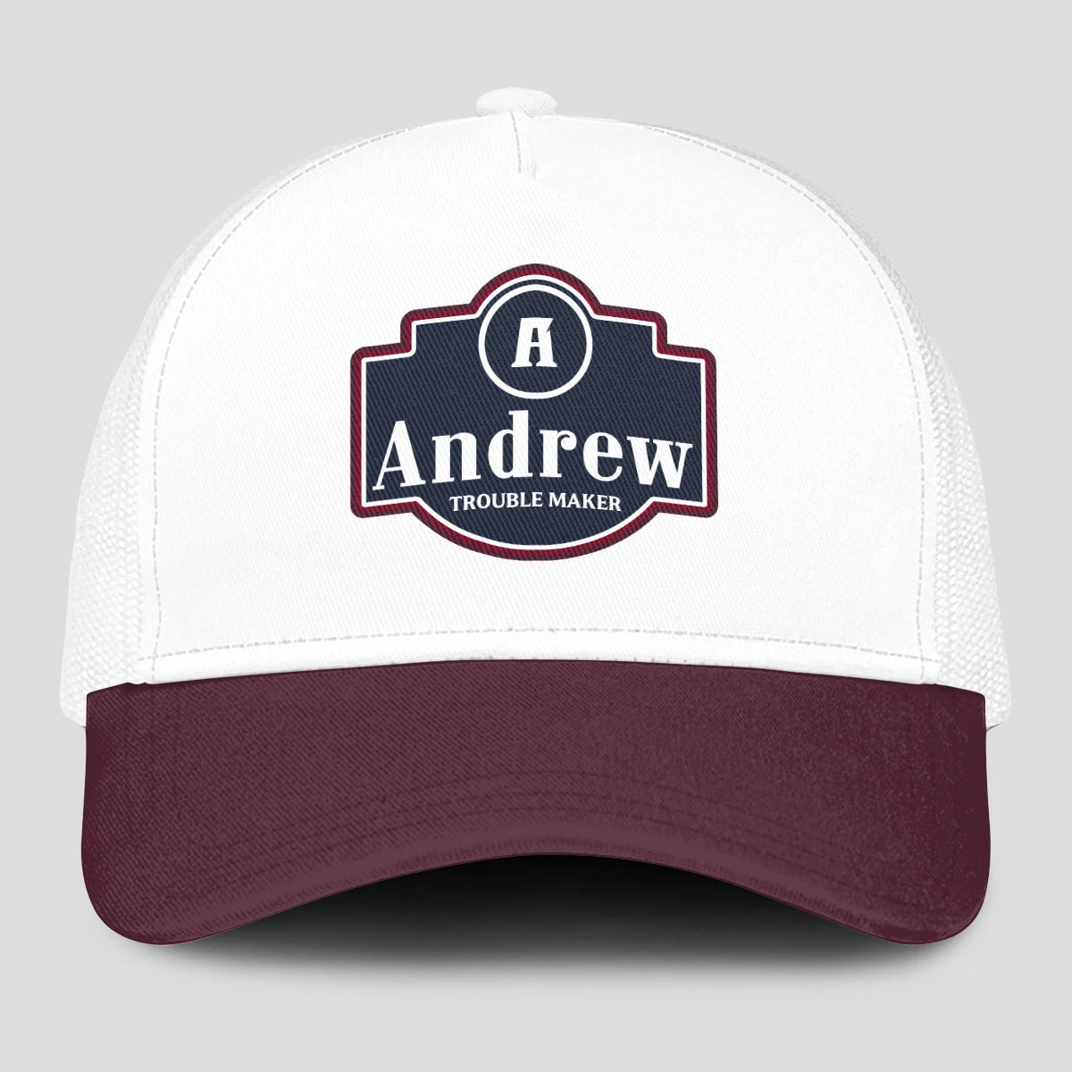 Trouble Maker Burgundy And White Funny Mesh Cap ANDREW 13K1 C201PF