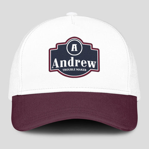 Trouble Maker Burgundy And White Funny Mesh Cap ANDREW 13K1 C201PF