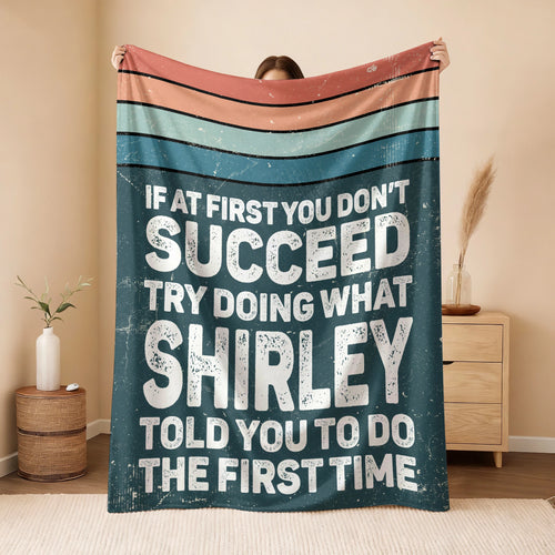 If At First You Don’t Succeed Retro Green Fleece Blanket SHIRLEY 13K1 BK29
