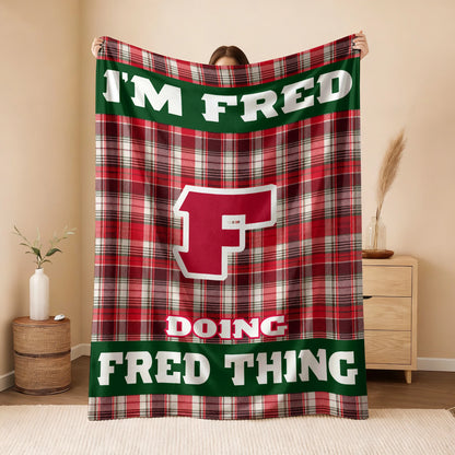 I'm Name Doing Name Things Red Plaid Fleece Blanket FRED 13K1 BK49