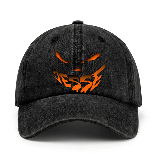 Your Name Jack O' Lantern Halloween Washed Cap JESSE 13K1 C100PF
