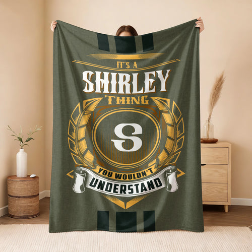 It's A Your Name Thing Olive Green Logo Fleece Blanket SHIRLEY 13K1 BK31