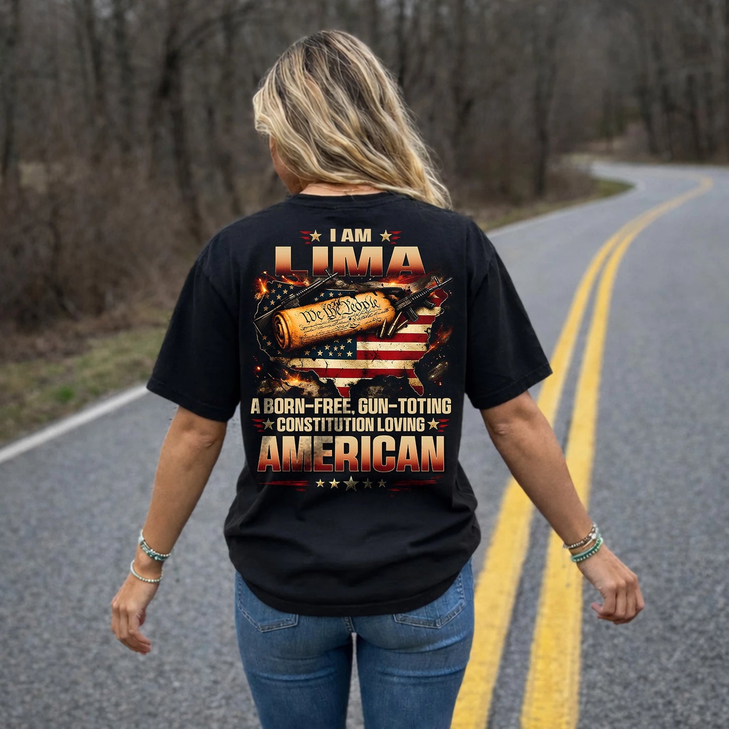 LIMA 13K1-525 Personalized " ... A Born-Free, Gun-Toting Constitution Loving American"