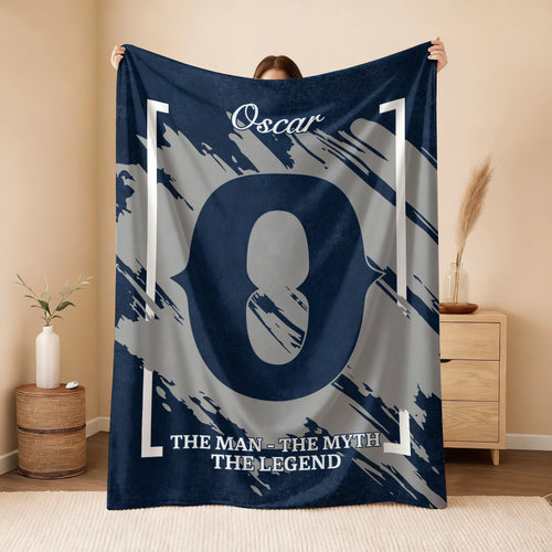 The Man The Myth The Legend Navy Baseball Fleece Blanket OSCAR 13K1 BK17