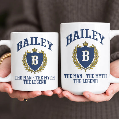 The Man The Myth The Legend Blue And Yellow Logo Mug BAILEY 13K1 MG24