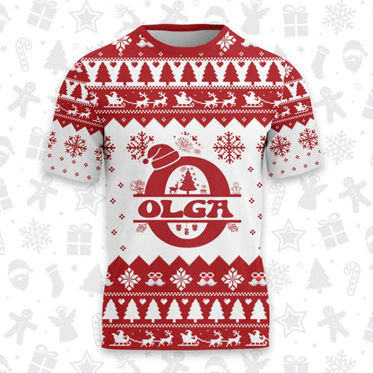 OLGA Personalized Christmas T-Shirt Pajama Set - Holiday Gift Outfit 13K1-CR2