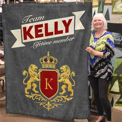 Team Your Name Lifetime Member Charcoal Blanket KELLY 13K1 BK20
