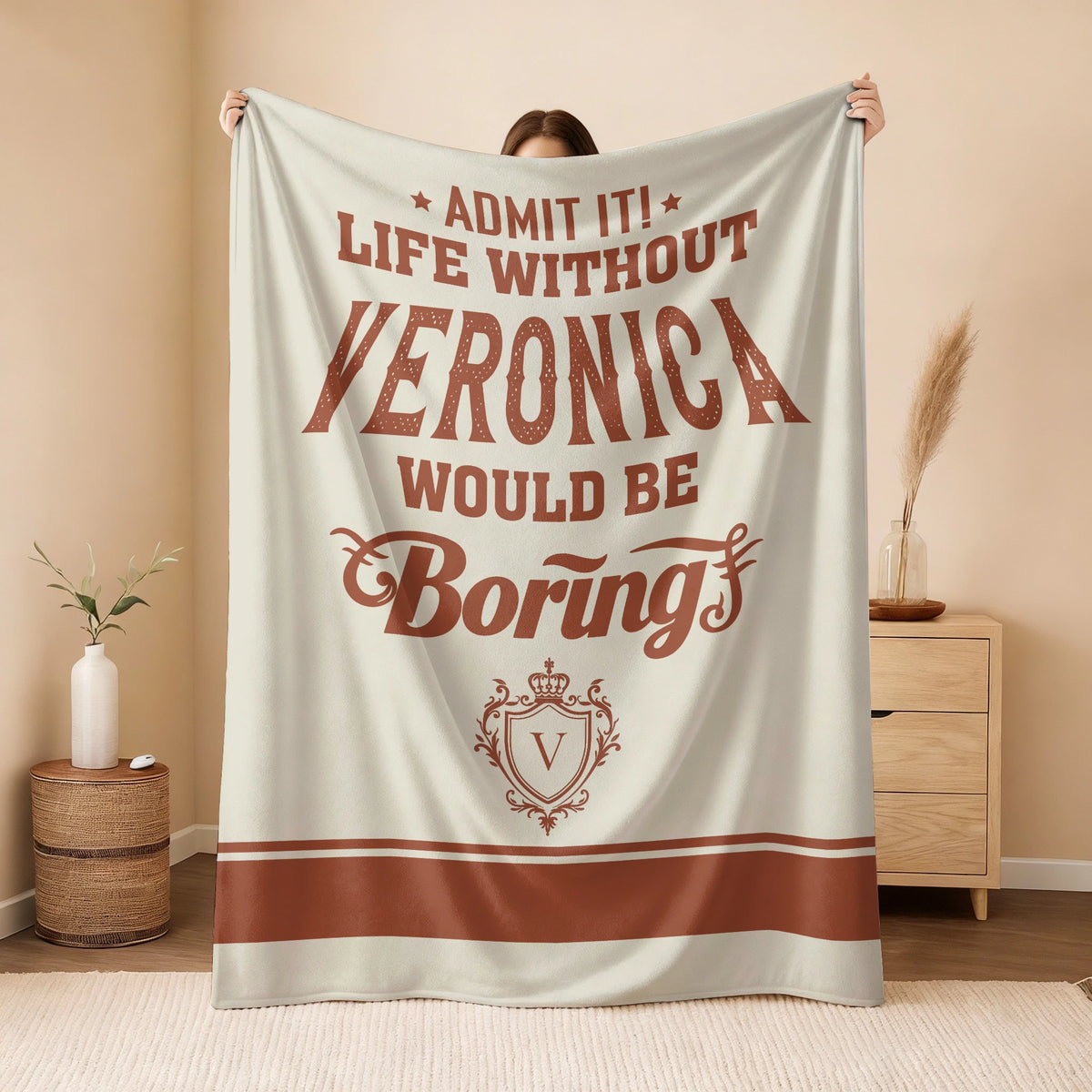 Life Without Your Name Would Be Boring Cream Terracotta Blanket VERONICA 13K1 BK24