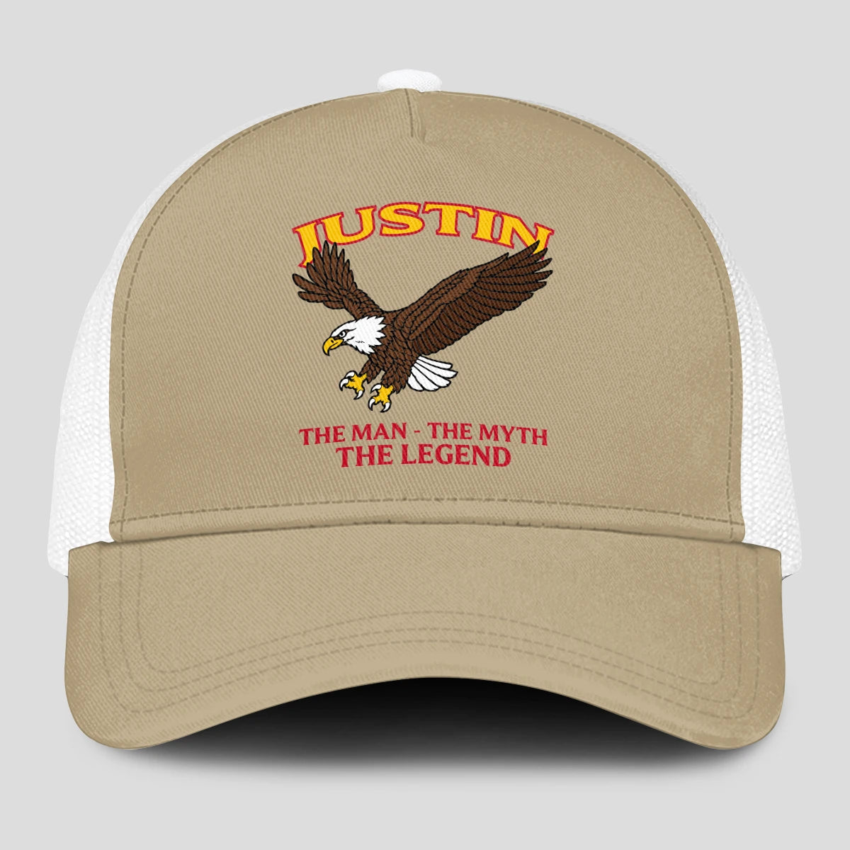 The Man The Myth The Legend Eagle Khaki Mesh Cap JUSTIN 13K1 C210PF