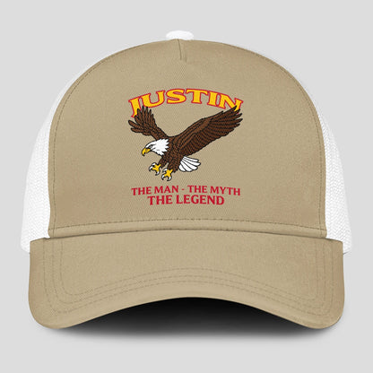 The Man The Myth The Legend Eagle Khaki Mesh Cap JUSTIN 13K1 C210PF
