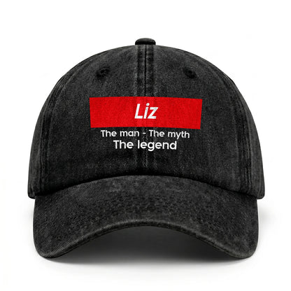 Your Name The Man The Myth The Legend Red Logo Washed Cap LIZ 13K1 C130PF