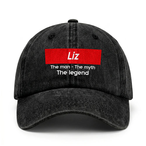 Your Name The Man The Myth The Legend Red Logo Washed Cap LIZ 13K1 C130PF