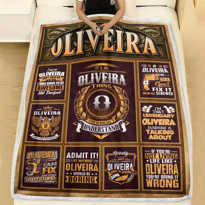 OLIVEIRA Personalized Blanket | Custom Name Cozy Throw Gift 13K1-BK4