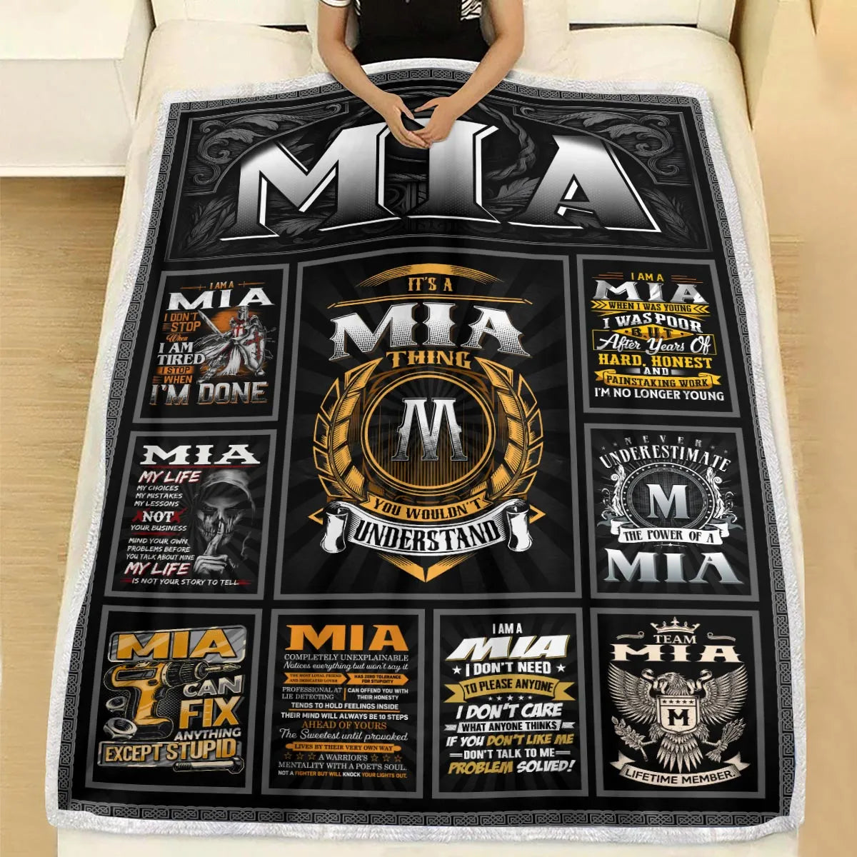 MIA Personalized Blanket | Custom Name Cozy Throw Gift 13K2-BK2