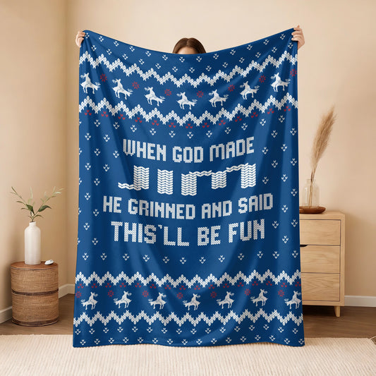 When God Made Your Name Navy Fleece Blanket JIM 13K1 BK32